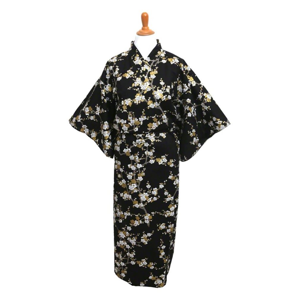 Japanese Yukata - Sakura Blossom - Black | New | XL-Plus Size